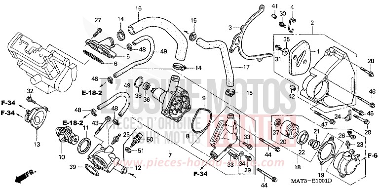 WATER PUMP (W/X/Y/1/2/3/4) for Super Blackbird PEARL PRISM BLACK (NH418) from 2000
